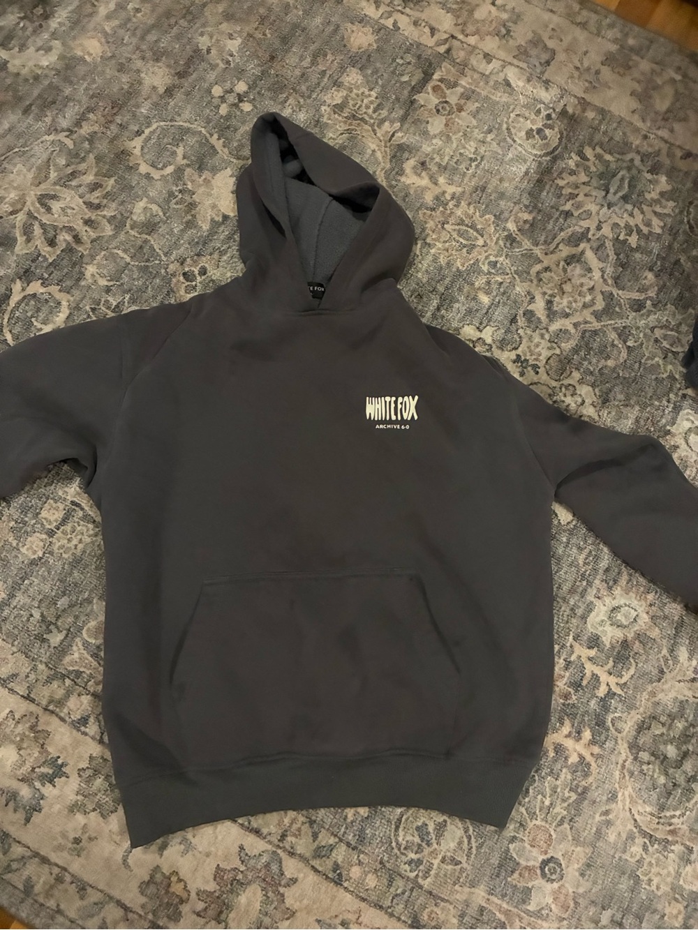 White fox dark grey Hoodie Sweatshirt